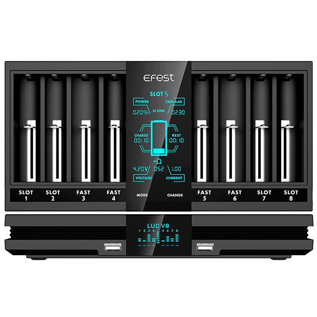 รางชาร์จEfest รุ่นLUC V8 (ใช้เป็นPowerBankได้) เครื่องชาร์จถ่านชาร์จคุณภาพสูง รับประกันนาน 3 ปีจากผู