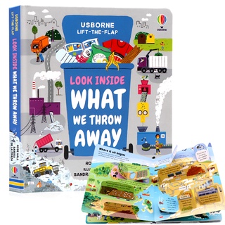 หนังสือกระดาษแข็ง Usborne Look Inside What We Throw Away เพื่อการศึกษา สําหรับเด็ก