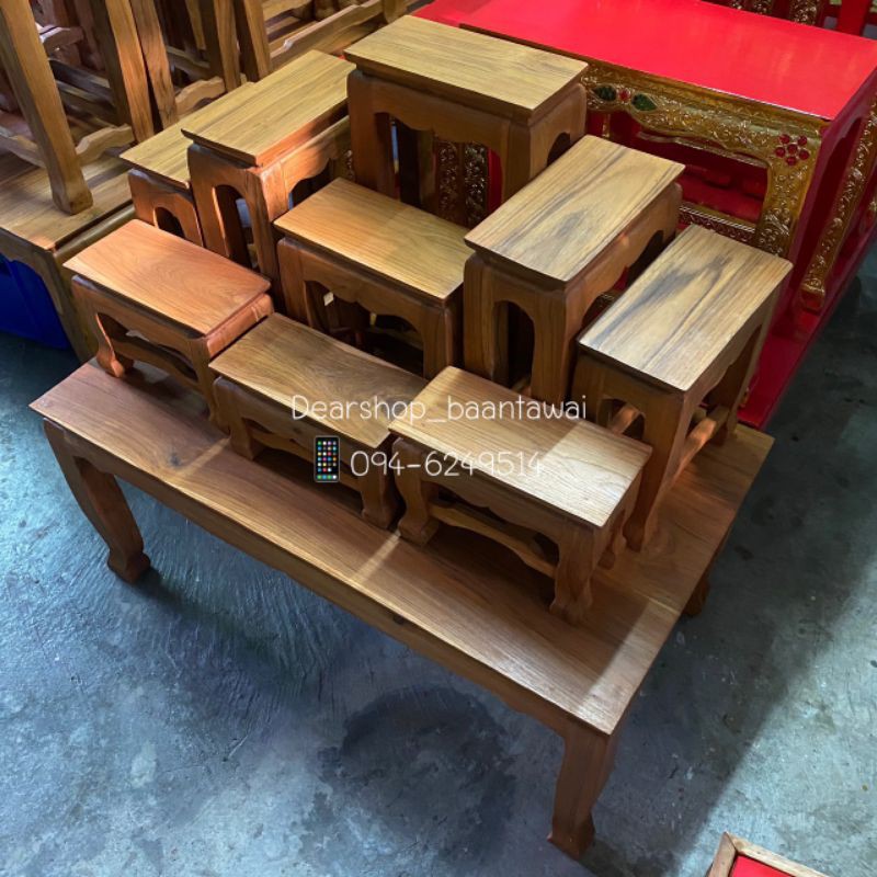 โต๊ะหมู่บูชา ไม้สักแท้ทั้งชุด (หมู่9 หน้า5)
