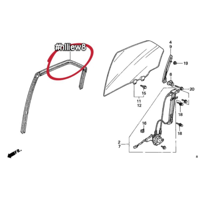 [ hlliew8 ] Honda Civic 1992 ~ 1995 EG8 EG9 SR4 กระจกประตูหลัง Runchannel ด้านซ้าย / ข้างขวา