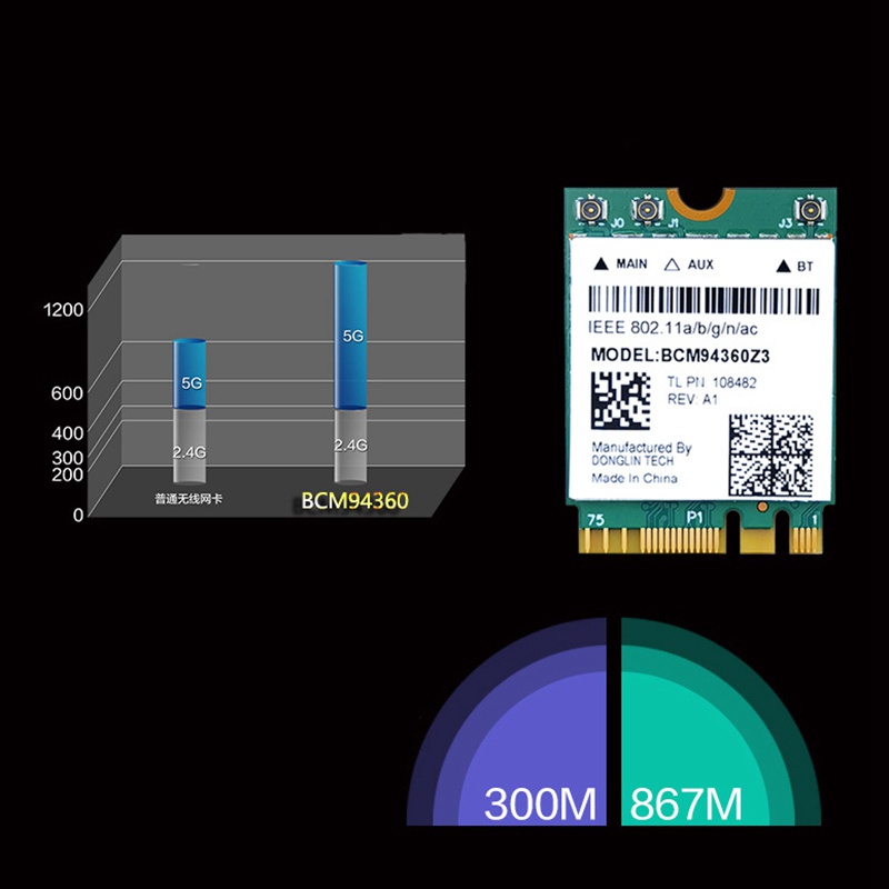 Dual Band 1200Mbps BCM94360NG BCM94360Z3 WiFi Card for MacOS 802.11Ac Bluetooth 4.0 Wireless Adapter Antenna Kit #7