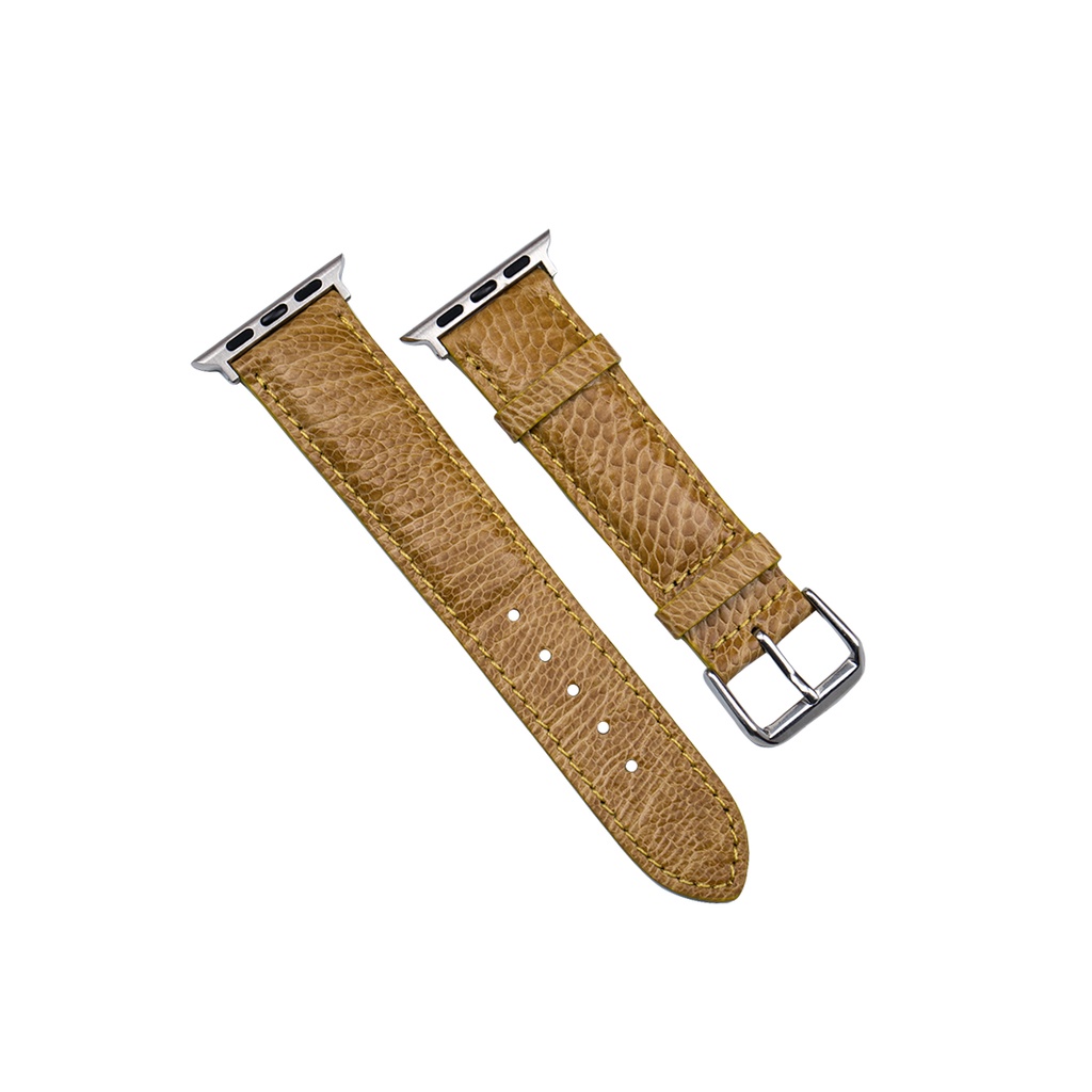 Saffron Yellow Ostrich Leather Apple Watch Strap - สายนาฬิกาอัจฉริยะสําหรับ Apple Watch