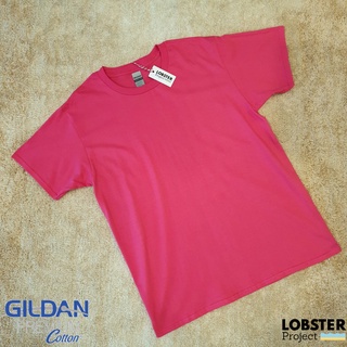 เสื้อยืด คอกลม แขนสั้น GILDAN เนื้อผ้าพรีเมี่ยม (Premium) ทรงเบสิค สีชมพูเข้ม