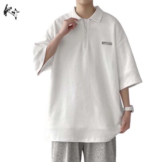【KT】เสื้อโปโลแขนสั้น ทรงหลวม สีพื้น สไตล์เกาหลี แฟชั่นฤดูร้อน 2022