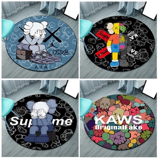 Kaws พรมปูพื้น ทรงกลม ลายกลอง แนวสตรีท ไม่ซ้ําใคร สําหรับตกแต่งห้องนอน เก้าอี้คอมพิวเตอร์