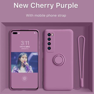 เคสโทรศัพท์มือถือ สีพื้น พร้อมหวนจับ สําหรับ Huawei P30 P20 P40 Pro Plus Nova 5t 6 7 6 7i Se 5 5 I Pro