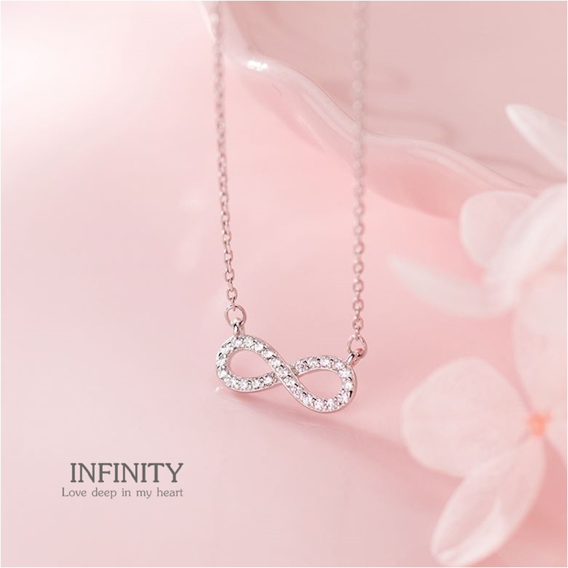 สร้อยคอเงินแท้ 92.5% Infinity necklace NKS-042 จี้อินฟินิตี้ ขนาดความยาว 40+5 cm