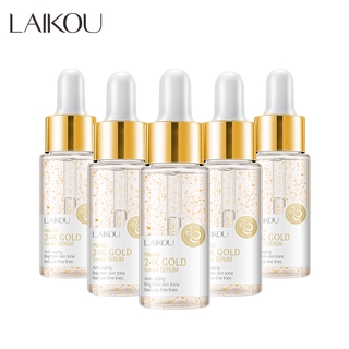 Laikou เอสเซนส์เซรั่มทองคํา 24 K บํารุงผิวหน้าลดเลือนริ้วรอย 5 x 17 มล.