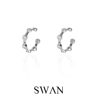 SWAN - Stone Ear Cuff  ต่างหูหนีบเงินแท้ ไม่ต้องเจาะ ฝังเพชรคิวบิกเซอร์โคเนีย cubic zirconia