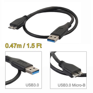 47cm 1.5ft USB 3.0 Male-A to USB3.0 Micro-B Data Cable Black