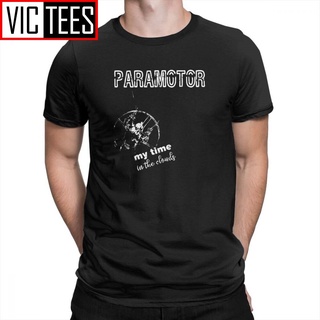 เสื้อยืด ผ้าฝ้ายแท้ พิมพ์ลาย Paramotoring and Paraglider สําหรับผู้ชายS-5XL