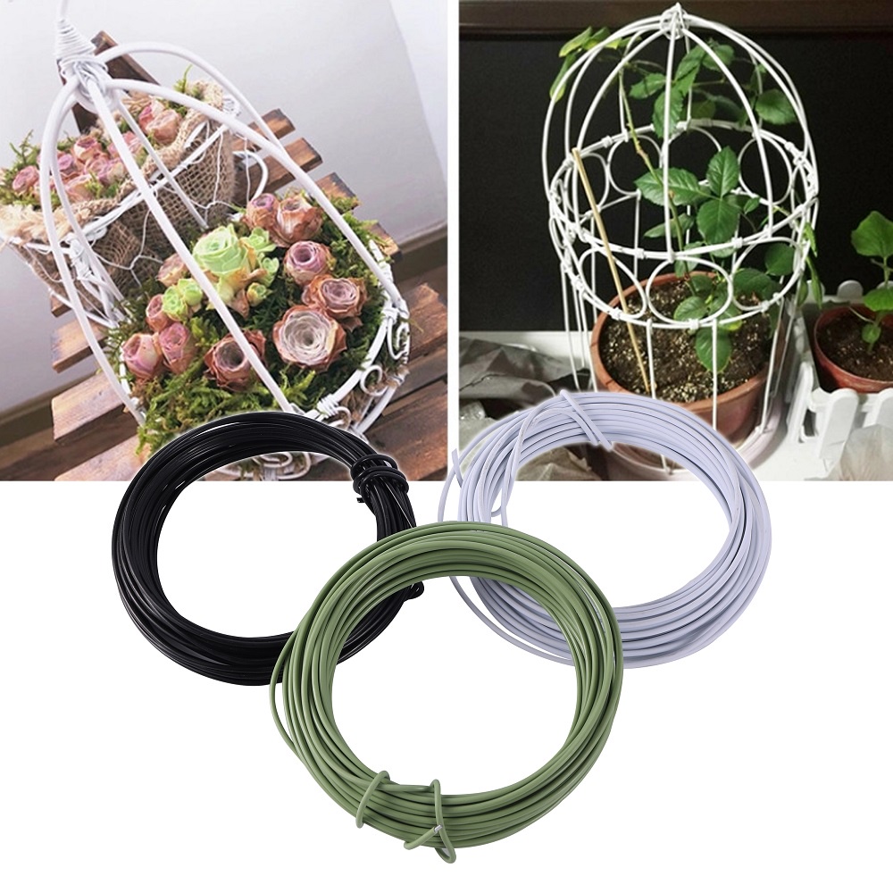 10m 20M ลวดเหล็กสวนสายผูกบอนไซปีนเขา Vines Supporter ดอกไม้กระถางต้นไม้ DIY Molding-Making เคลือบพลาสติก