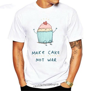 【ผ้าฝ้ายแท้】#เสื้อเมนเชิ้ตเสื้อยืด ผ้าฝ้าย 100% พิมพ์ลาย High-Q Make Cake Not War พลัสไซซ์ สําหรับผู้ชาย S-6XL#เสื้อยืดแ