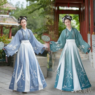 *พร้อมส่ง|ถูก|ส่งไว*Hanfu หญิงแท้สไตล์จีนเอวปกนางฟ้าฤดูร้อนชุดเต็มของนางฟ้า