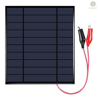 แผงโซลาร์เซลล์โพลีคริสตัลไลน์ 2.5W 5V พร้อมคลิปปากจระเข้ สําหรับชาร์จพลังงานแสงอาทิตย์ DIY