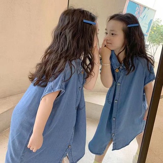 ชุดวินเทจเด็กผู้หญิง 👗 เดรสยีนส์ เสื้อผ้าหน้าร้อนของสาวๆ 2022 เดรสแขนกุดสไตล์เกาหลีมาใหม่