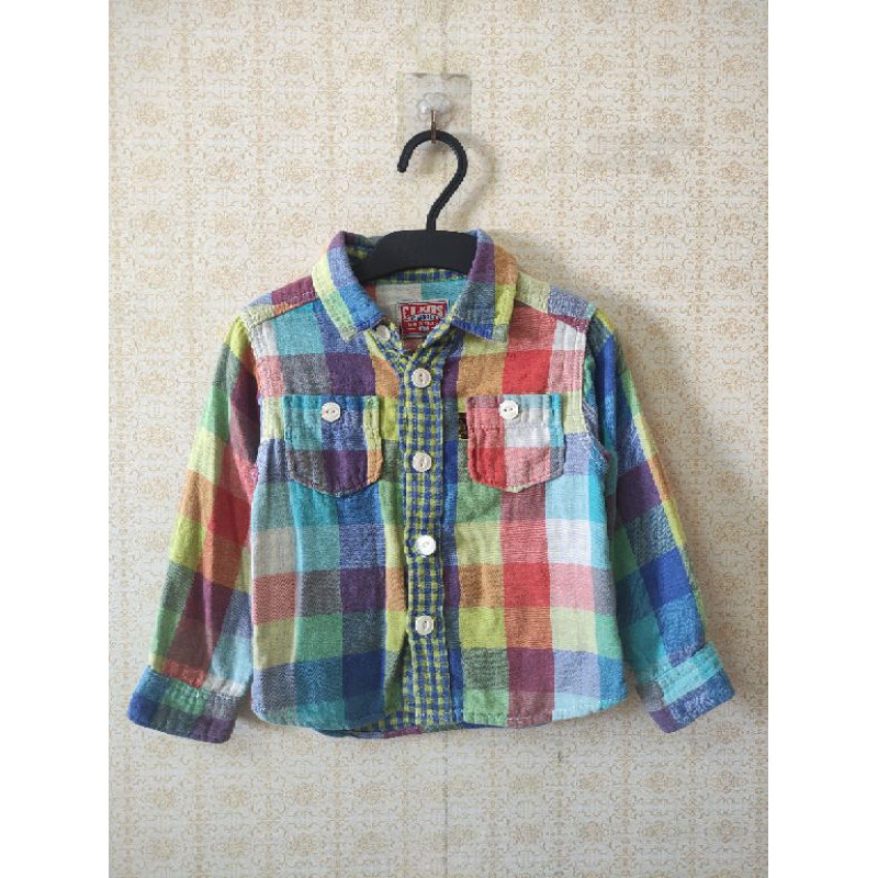 เสื้อลายสก๊อตเด็ก แบรนด์F.O.KIDS Size.95 2-3ขวบ เสื้อมือสองญี่ปุ่นคัดเกรด🇯🇵