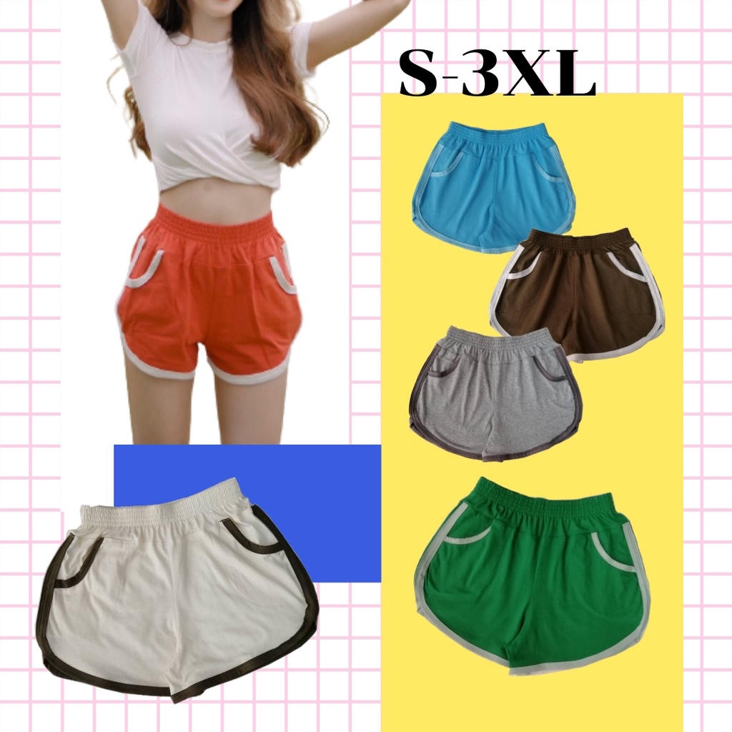 กางเกงขาสั้นมีกระเป๋าสายฝอ 🔥ลดราคา สาวอวบใส่ได้สาวสวยใส่ดี ไซส์ S-3XL ใส่สบาย"กุ้นข้างสลับสีกระเป๋า"