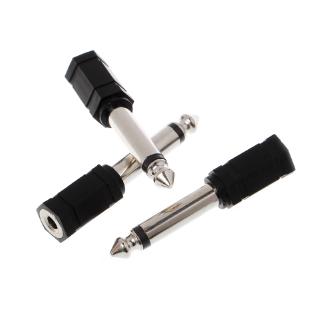 3 Pcs 6.35mm 1/4" Mono Plug to 1/8" 3.5mm Stereo Converter