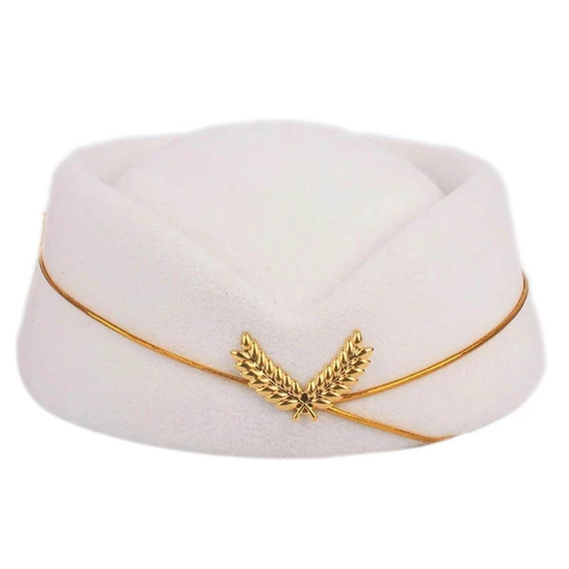 Wayle Stewardess Air Hostess Beret หมวกผู้หญิงหมวกเครื่องแต่งกายคอสเพลย์อย่างเป็นทางการชุดหมวกอุปกรณ์เสริม thumbnail 10