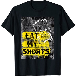 เสื้อยืดผ้าฝ้ายพิมพ์ลายเสื้อยืดแขนสั้น พิมพ์ลายกราฟฟิติ The Simpsons Bart Simpson Eat My Shorts สําหรับผู้ชาย S-4XL