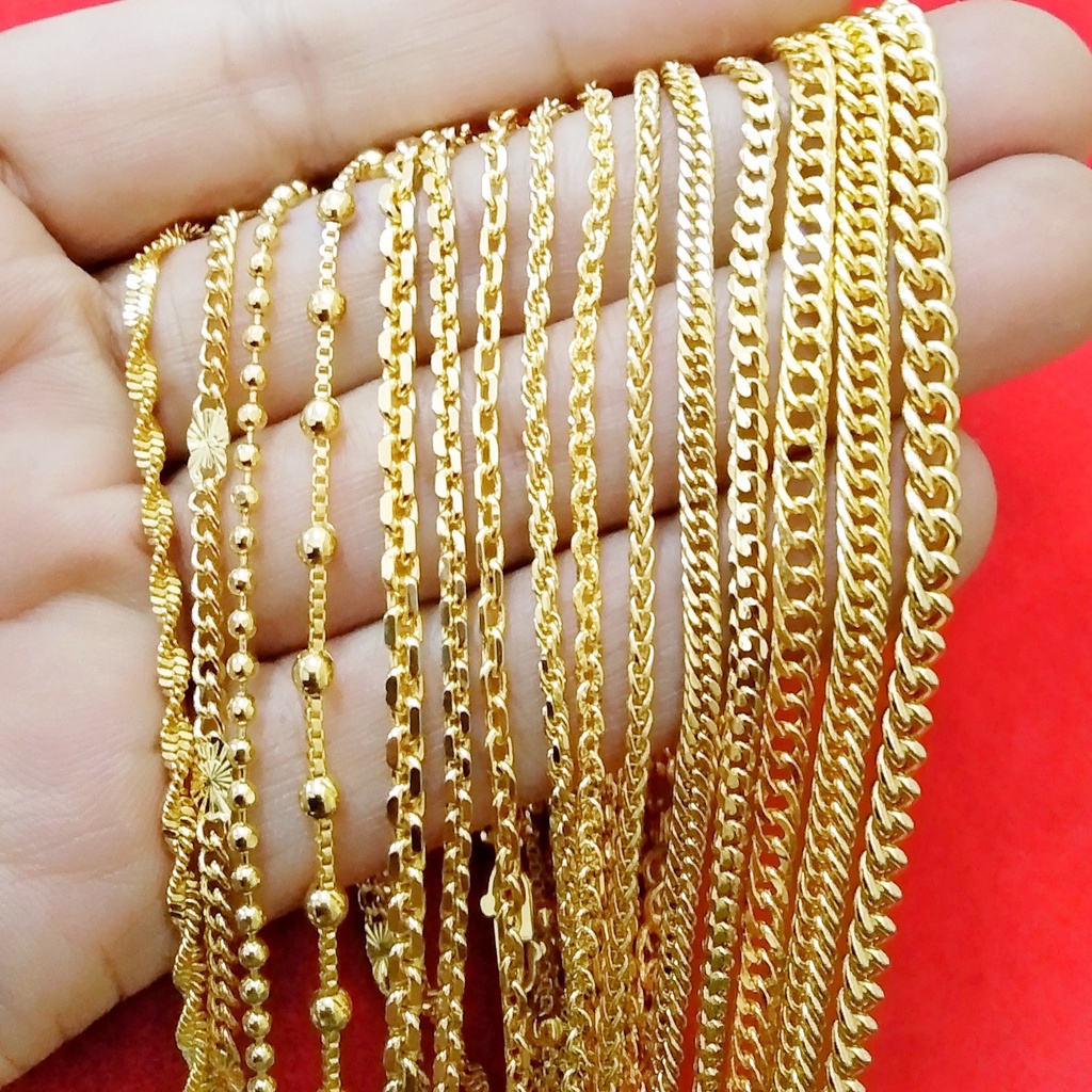 50 ซม. COP 916 การออกแบบต่างๆ 24K Gold Plated Unisex สร้อยคอ (15 การออกแบบ)