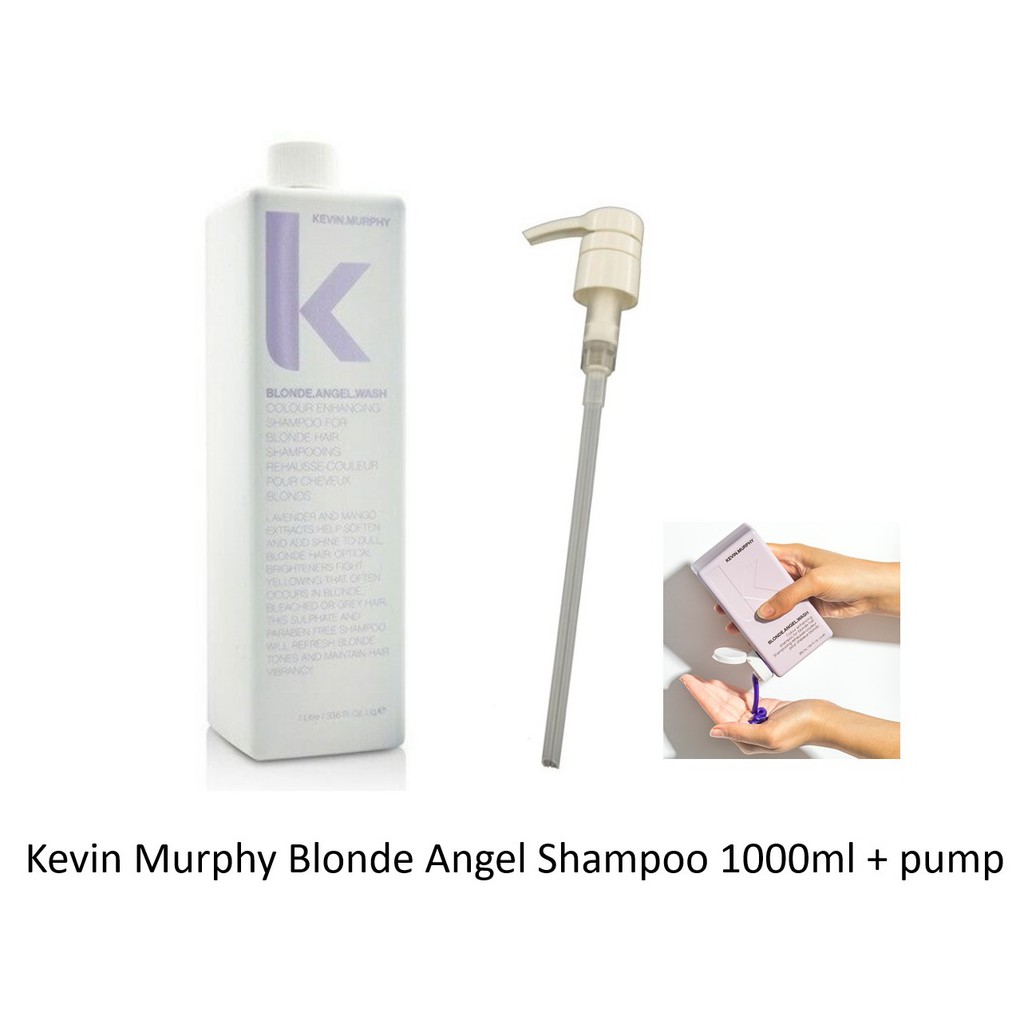 Kevin Murphy Blonde angel wash shampoo 1000ml แชมพูเนื้อม่วงสำหรับผมสีม่วงหรือเทา ขวดใหญ่พร้อมหัวปั้