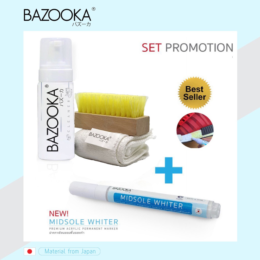 zc Bazooka Cleaner Pro1 with Midsole Whiter (โปร1ชุดทำความสะอาด+ปากกาทาขอบรองเท้า)
