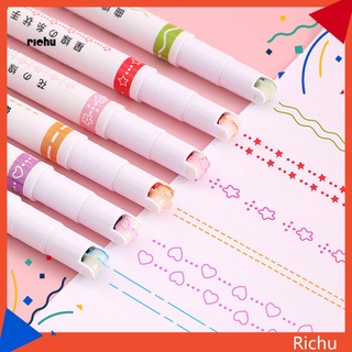 Richu* ปากกาไฮไลท์ ทรงโค้ง ลายจุด สีสดใส 6 ชิ้น