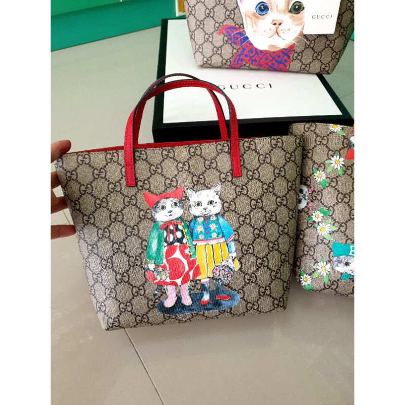 gucci kid toteแมวคู่ ลายหายาก