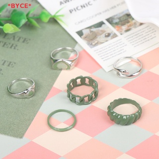 Byce&gt; 6 ชิ้น วินเทจ สีเขียว โอบกอดมือ แหวน สําหรับผู้หญิง สไตล์ INS รัก หัวใจ แหวน ใหม่