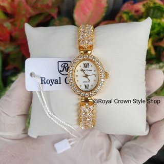 นาฬิกาข้อมือ Royal Crown แท้100% (FREE+ ต่างหูเพชร1คู่) สวยหรูประดับเพชร, จัดส่งพ้อมกล่องครบเซ็ต,มีบัตรับประกันสินค้า1ปี