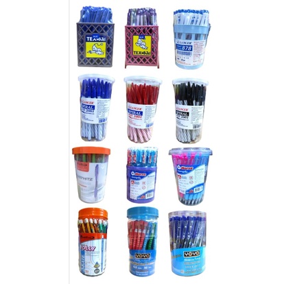(50ด้าม) ปากกากระปุก TEX / LANCER / QUANTUM / ตราม้า / YOYA เส้น1.0/0.7/0.5mm. หมึกสีน้ำเงิน/แดง/ดำ