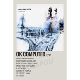 โปสเตอร์ มันวาว พิมพ์ด้านเดียว ขนาด A5 14.8 ซม. x 21 ซม. รูปปกอัลบั้ม Ok Computer by Radio Head