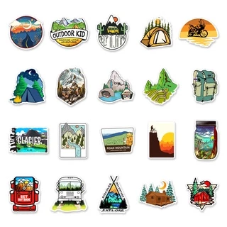 พร้อมส่ง!Camping outdoor travel การตั้งแคมป์ adventure สติกเกอร์ ตกปลา สเก็ตบอร์ด 50 ชิ้น sticker