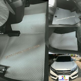 ยางปูพื้นรถยนต์  NEW CIVIC FC&amp;FKกระดุมเล็ก รีดขอบเรียบสีเทา PVC100% 5ชิ้น