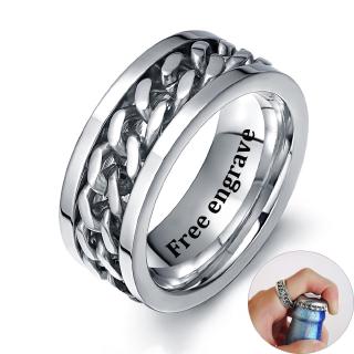 Vnox เครื่องประดับแฟชั่นผู้ชายแหวนโซ่โลหะแกะสลัก spinner