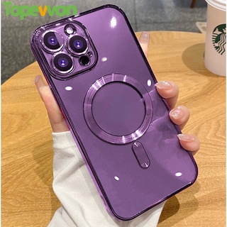 Topewon เคสโทรศัพท์มือถือซิลิโคนใส กันกระแทก ป้องกันแม่เหล็ก หรูหรา สําหรับ iPhone 14 Plus 13 12 Pro Max