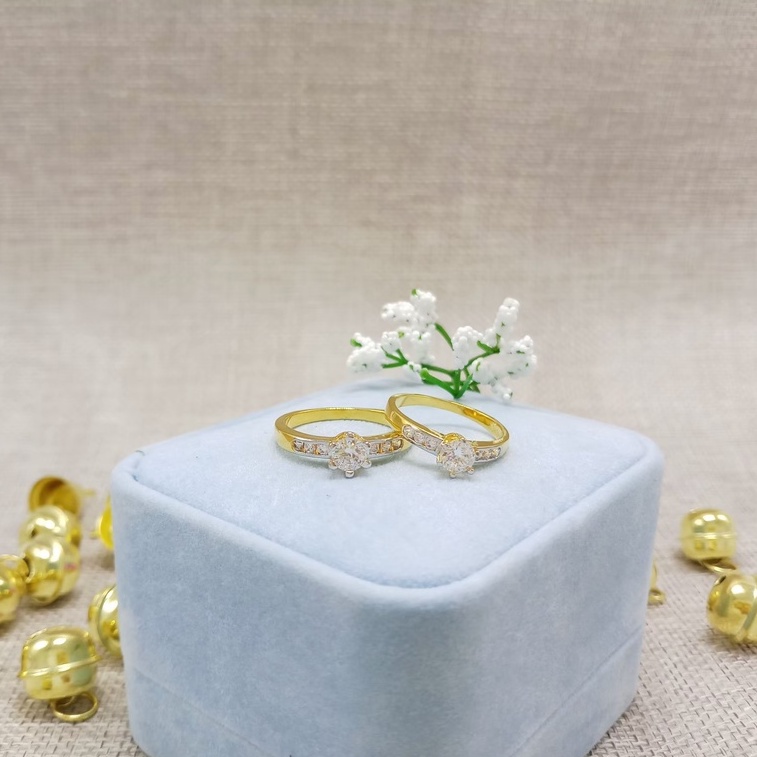 แหวนเพชร แหวนเพชรสวิส ชุบทองแท้ ลายเพชรพิกุล แบบคัดเกรดพิเศษ ใส่แล้วสวยดูแพง ไม่ลอก ไม่ดำ ใส่อาบน้ำได้ - รูปที่ 2