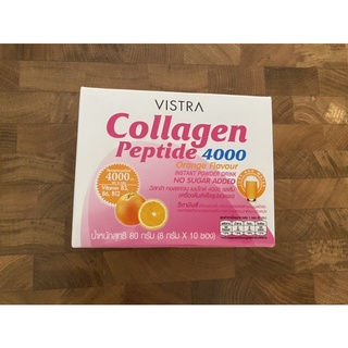 Vistra Collagen Peptide 4000 mg รสส้ม คอลลาเจน เปปไทด์ (10 ซอง) 1 กล่อง 12359