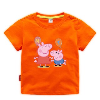 Peppa Pig เด็กชายเด็กชายหญิงเสื้อยืดเด็กฤดูร้อนเสื้อแขนสั้นเสื้อทีออฟเสื้อ Tops