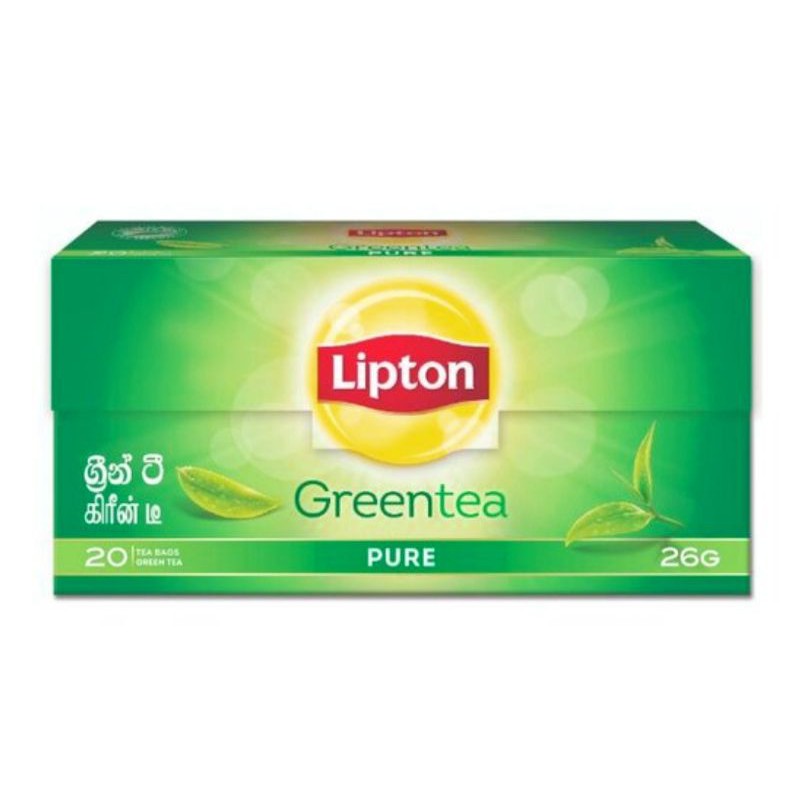 ชาเขียวบริสุทธิ์​ Lipton Greentea Pure ขนาด 26กรัม มี 20ซอง จาก Colombo