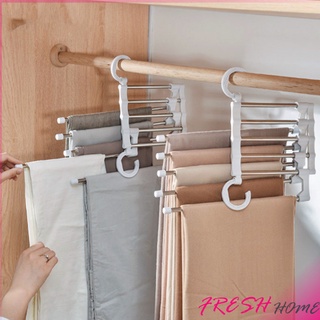 สแตนเลส ที่แขวนกางเกง  ที่เก็บของในตู้เสื้อผ้า  Foldable stretch pants rack