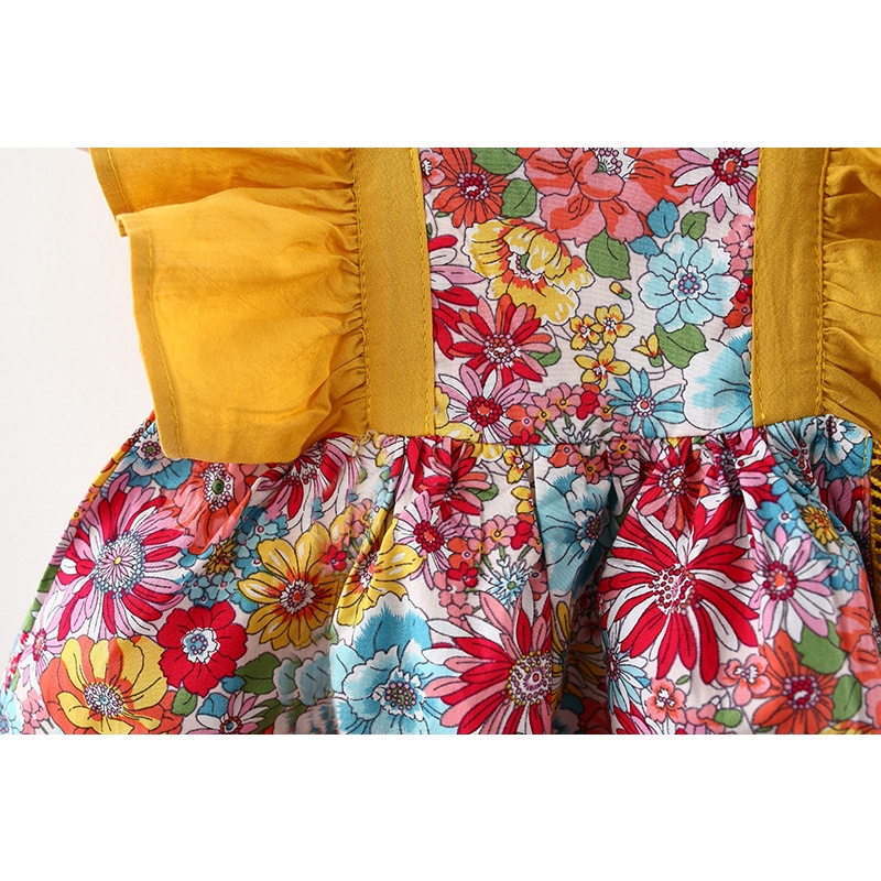 ชุดเดรสกระโปรง แขนกุด ลายดอกไม้ ประดับโบว์ เหมาะกับฤดูร้อน สําหรับเด็กวัยหัดเดิน - รูปที่ 4