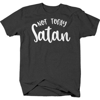 tshirtเสื้อยืดคอกลมฤดูร้อนเสื้อยืดแขนสั้น พิมพ์ลาย Not Today Satan Saying Religious Church สไตล์วินเทจSto4XL