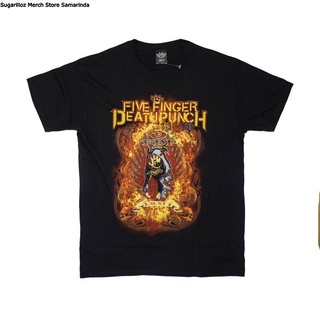 คอลูกเรือเสื้อยืดคอกลมเสื้อวง Death Band ห้านิ้ว เผาไหม้บาป - Lผ้าฝ้ายแท้