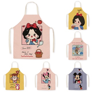 【apron】🎨ผ้ากันเปื้อน น่ารักผ้าลินินผ้ากันเปื้อน เจ้าหญิงมิกกี้ครัวพ่อแม่ลูกผ้ากันเปื้อน