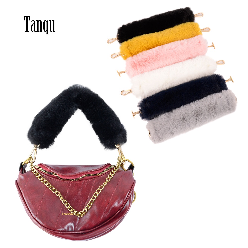 Tanqu 1 Pc เปลี่ยนขนสั้น Furry เข็มขัดจับ T หัวเข็มขัดแหวนตะขอสำหรับกระเป๋าฤดูหนาวผู้หญิงไหล่กระเป๋าถือ accesorios