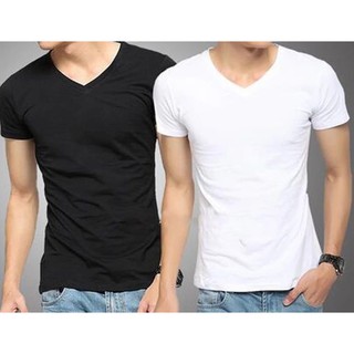 hatforyour.storeเสื้อยืดสีขาวคอวีแขนสั้นเสื้อยืดสีดำแขนสั้นเสื้อสีพื้นเสื้อแฟชั่นใส่สบายเนื้อผ้าดี ผ้าหนาไม่เหม็นอับ พร้