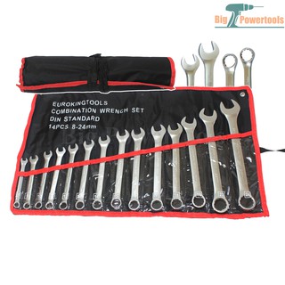 EURO KING TOOLS  ครื่องมือช่าง ประแจแหวนข้างปากตาย 14 ตัวชุด เบอร์ 8-24 MM